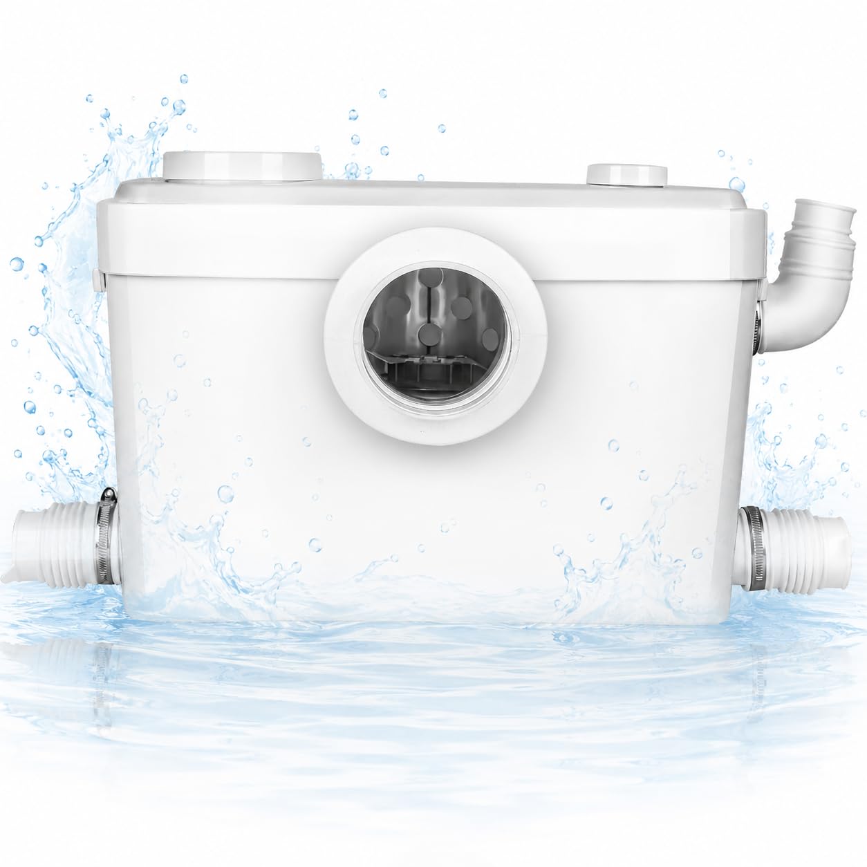 Macerator Pump for Basement & Bathroom Upflush Toilet - Quiet 3-Inlet Waste Water Disposal for Sink, Bathtub, Wash Basin | Powerful Home & Apartment Sewage Pump