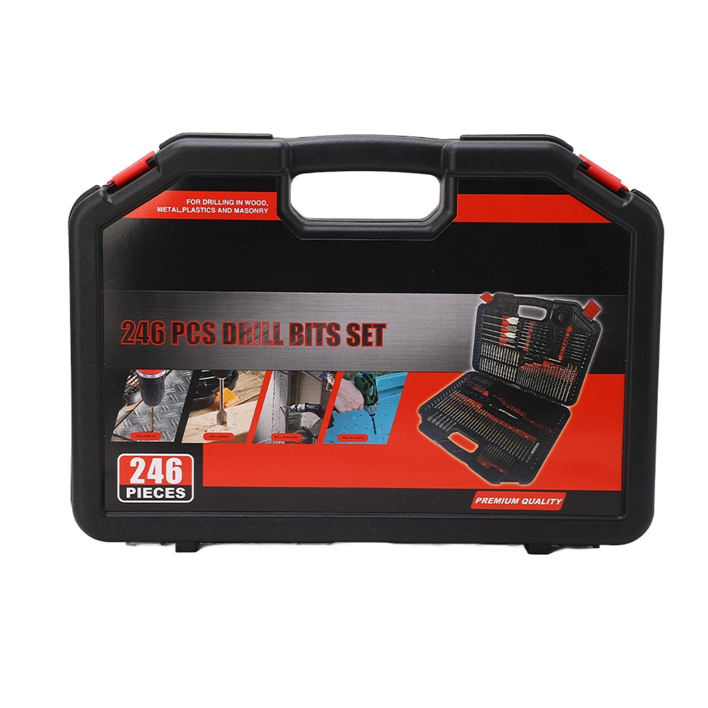 Combination Drill Bit Set, Versatile 246PCS Multi Material Drilling and Driving Kit for Home Repair DIY HSS Black Oxide Masonry Wood Bits with Color Coded Storage Case