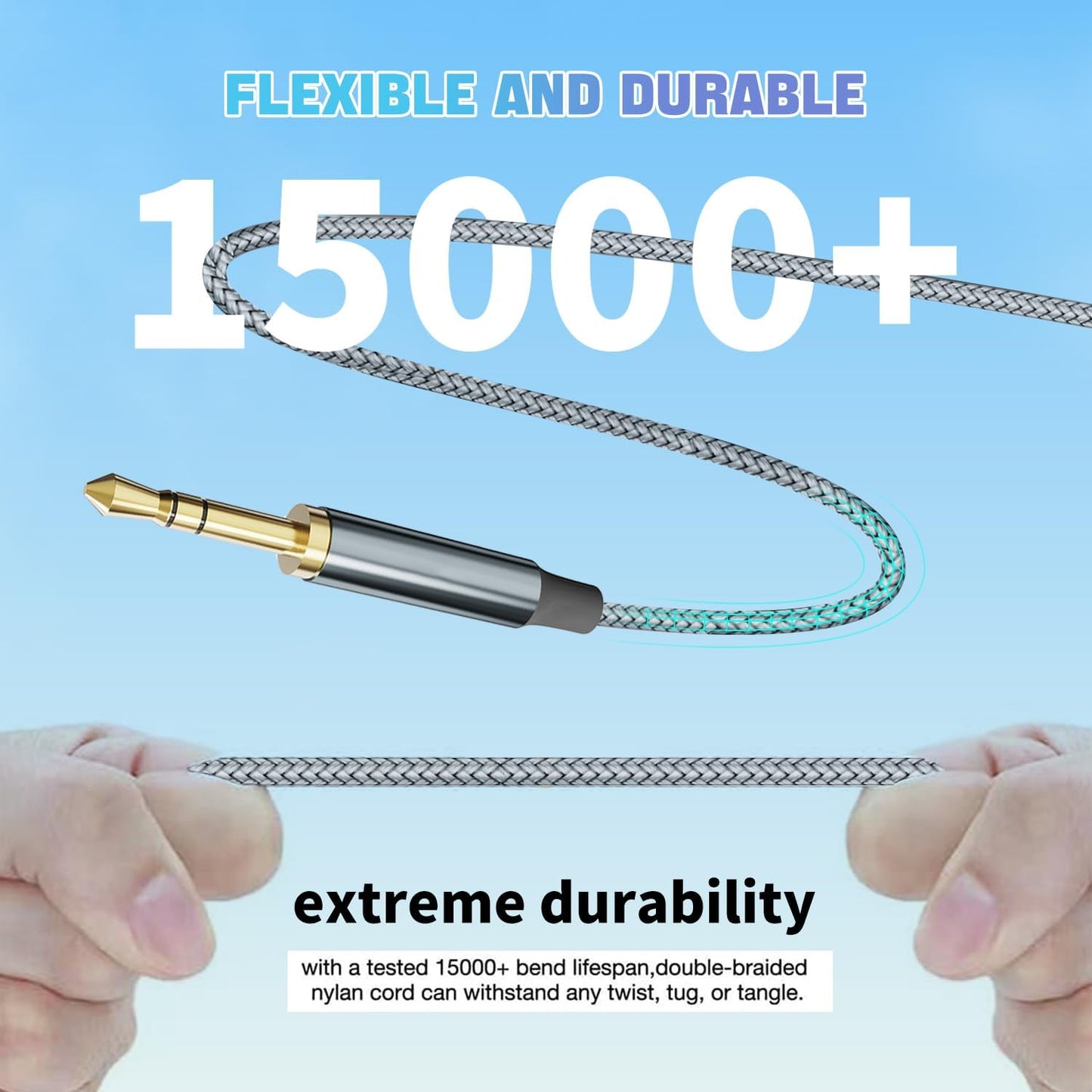 3.5mm 90 3.5mm (2 PACK 3.94FT/1.2M) Aux Cable Cord,Hi-Fi Sound Degree Nylon Braided Male to Male Stereo Aux Cables