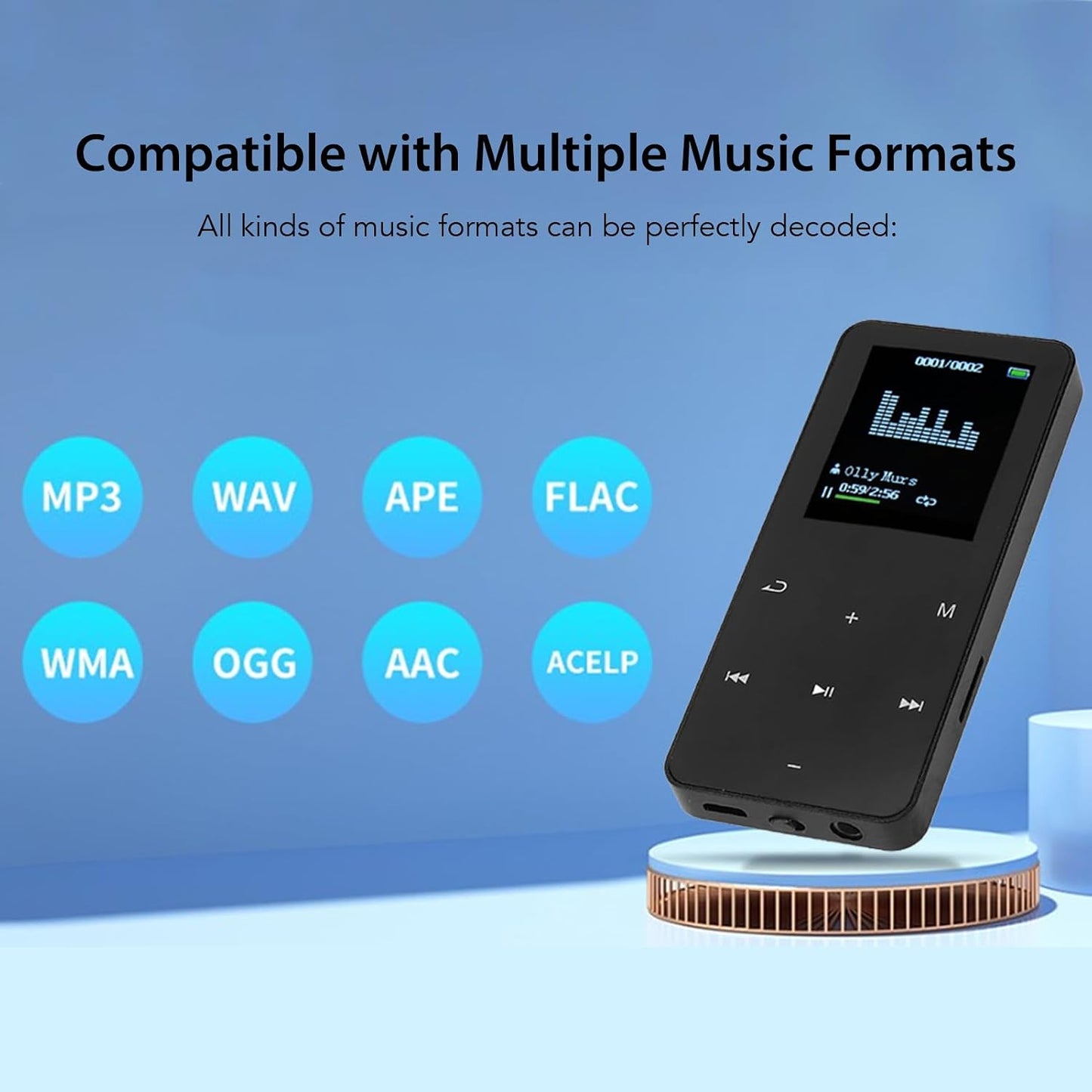 ASHATA 8GB MP3 4.2, 128GB, Players with Bluetooth Portable Music Player Support Voice Recorder, Ebook, Video Playback