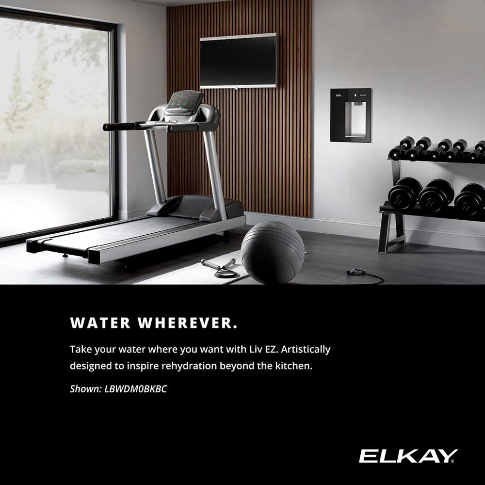 Elkay Liv EZ LBWDM0WHBC Built-in Filtered Wall-Mount Water Dispenser – Battery Powered, NSF Certified, Push Button, Reduces Lead & PFAS, Aspen White, Non-Refrigerated – Ideal for Home