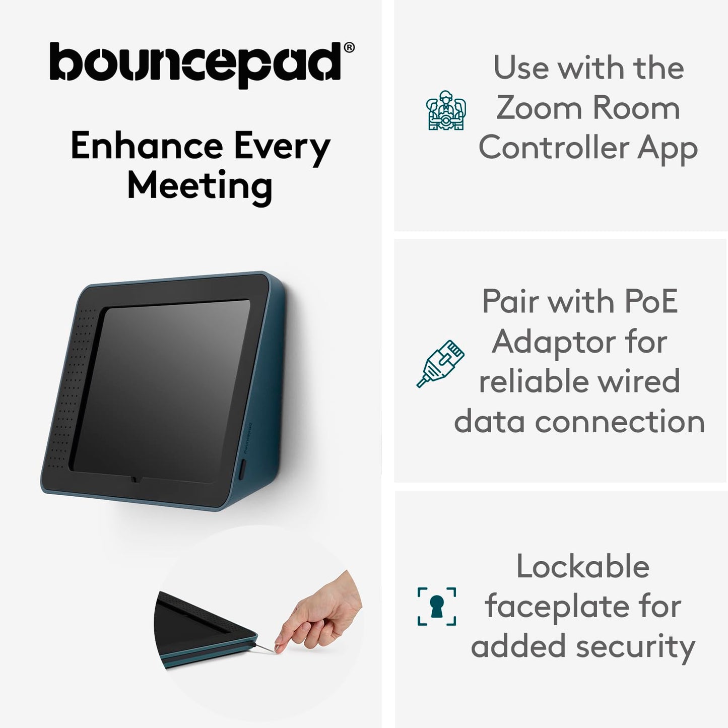 Bouncepad Link iPad POS Stand for Business | Kiosk Stand for Meeting Room Management | Table Mount Tablet Kiosk Register | iPad 10th Gen 10.9 | Black