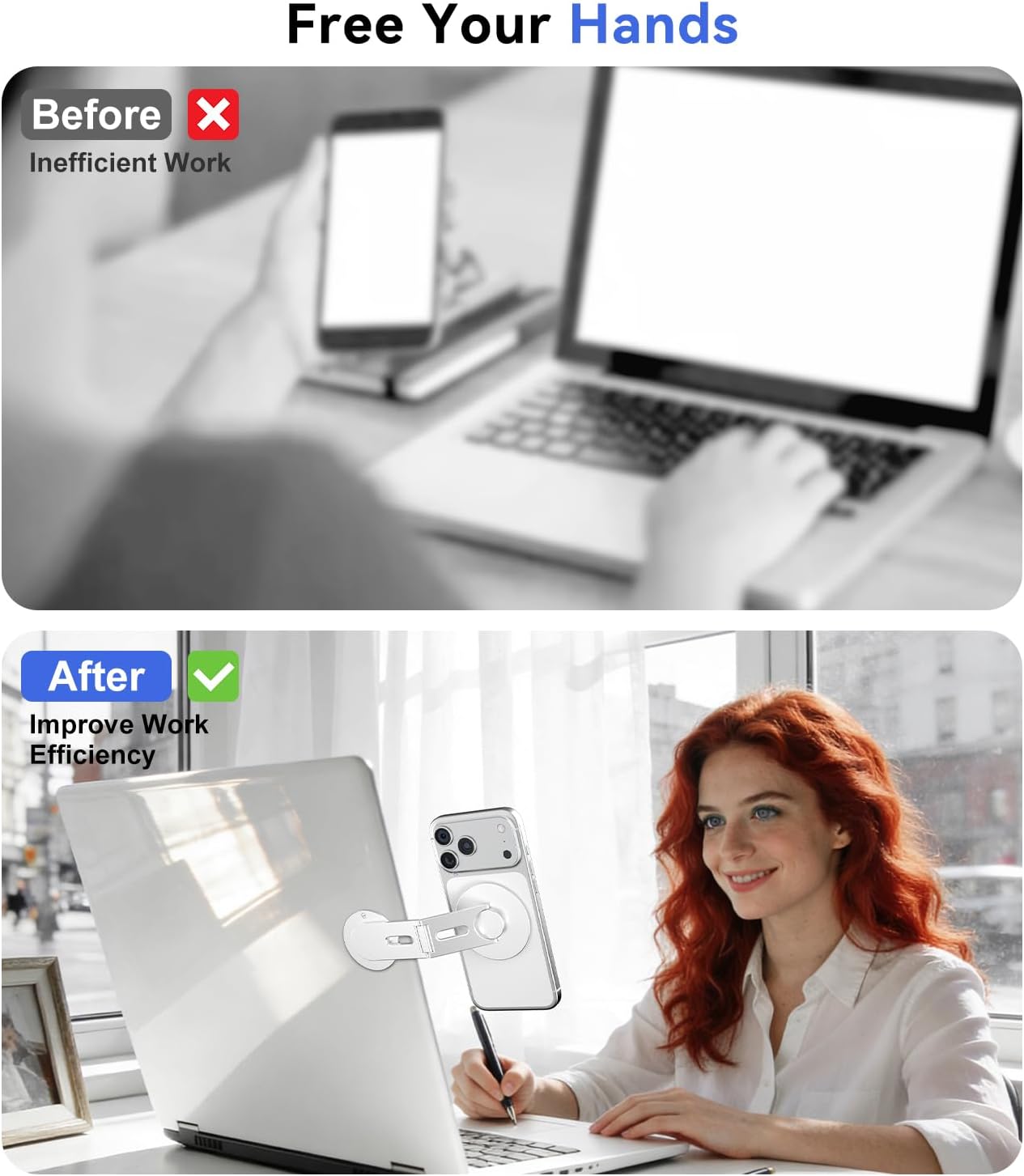 ALAFLY 17/16/15/14/13 360 3/Y, Magnetic Laptop Phone Holder, Foldable Hidden Mount Compatible with iPhone & All Phone