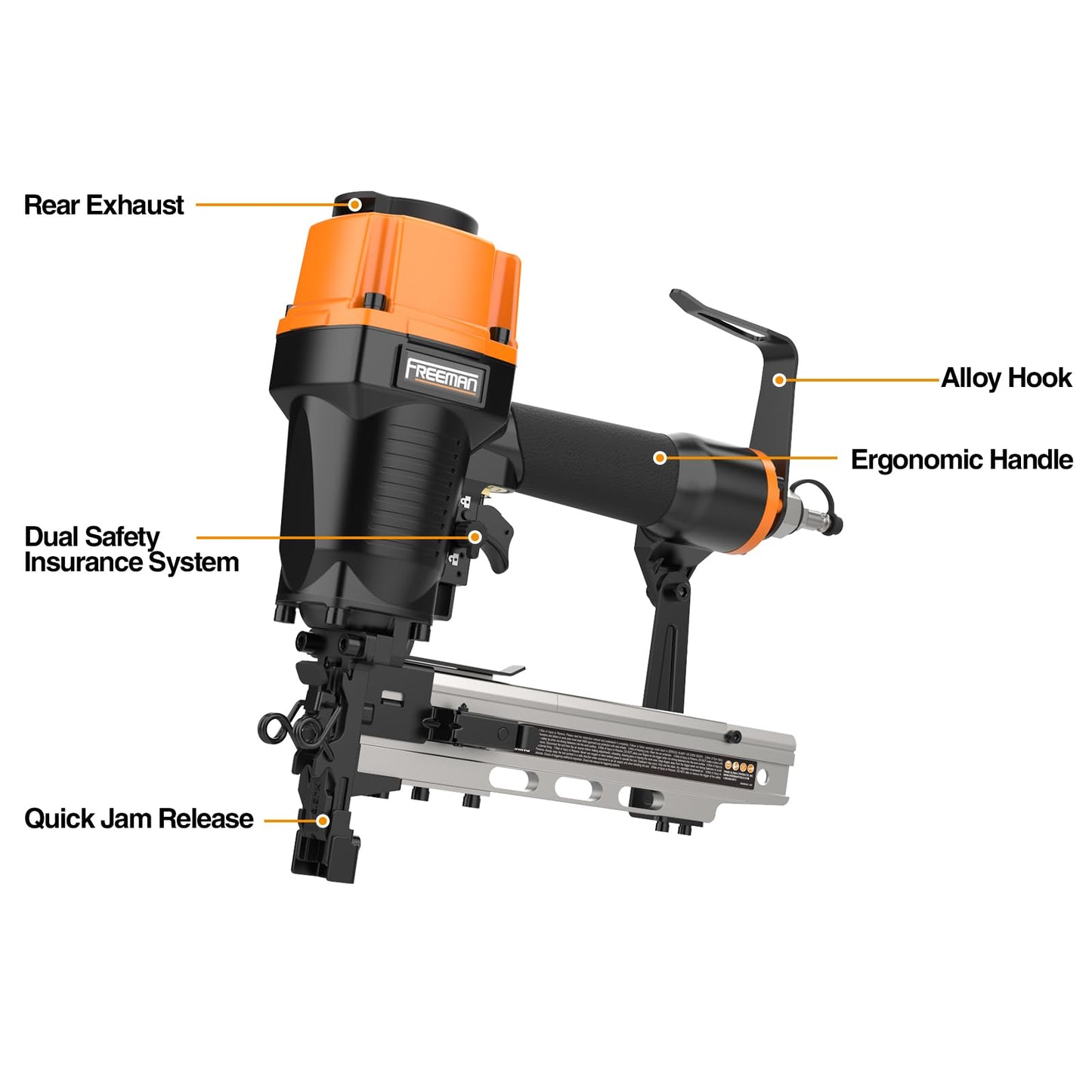 Freeman PFS105 Pneumatic 10.5-Gauge 1-9/16" Fencing Stapler with Adjustable Metal Belt Hook and Case | PFS105