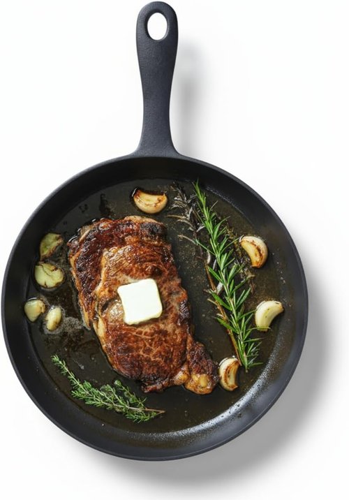 Flambo 12 Inch Cast Iron Skillet - Pre-Seasoned Non-Stick Frying Pan for Grilling & Baking | Versatile Use on Oven, Stove, or Campfire
