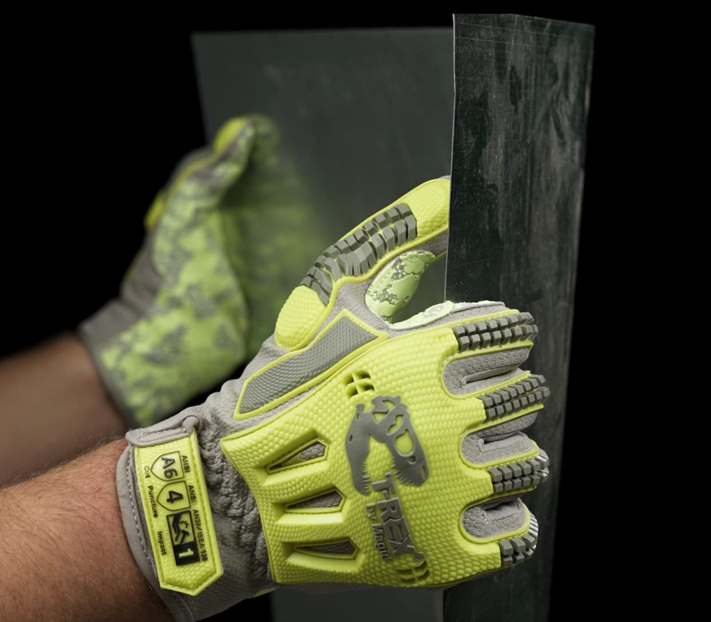 MAGID TRX746 Windstorm Series Impact Gloves | ANSI A6 Cut Resistant Hi-Viz Safety Work Gloves with Cool Mesh Venting, Grey/Yellow/Camo, Size 9/L (12 Pairs)