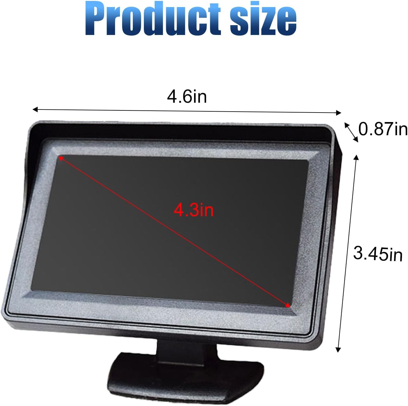 ZIMISI 4.3 Inch 12V TFT LCD Car Color Parking Aid System Monitor Display, DC Car Rearview Reverse Screen, Automotive