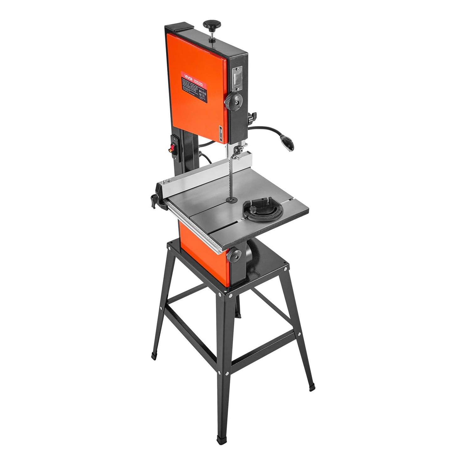 VEVOR Band Saw with Stand, 10-Inch, Two-Speed Benchtop Bandsaw, 373W 1/2 HP, 6 in Max Cutting Height, 13.2 x 13.4 in Cast Iron Table, with 360° Work Light, Miter Gauge, Fence, Band Saw for Woodworking