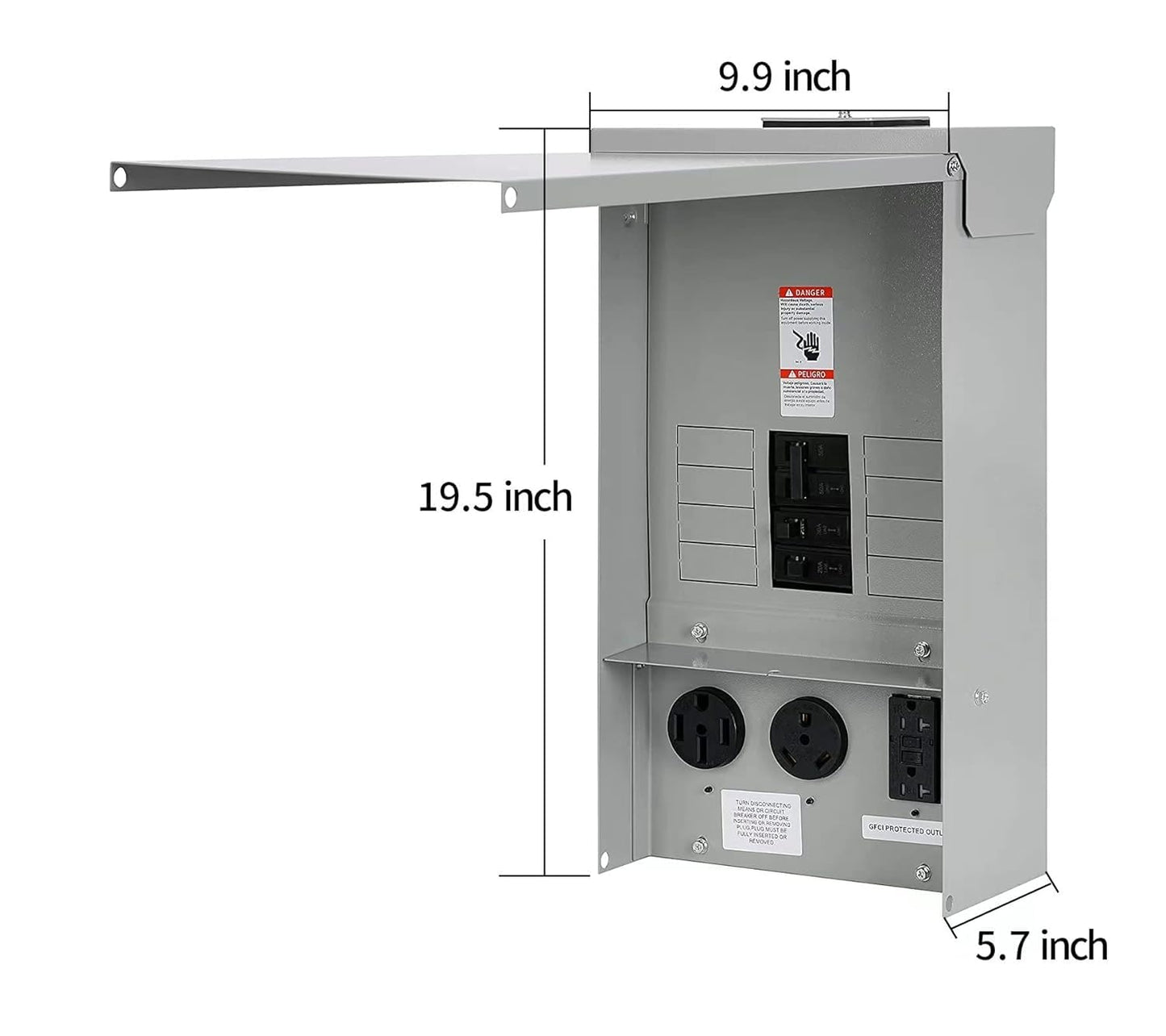 Electrical Panel RV Electrical Outlet Panel with Breaker Prewired Circuit 20 30 50 Amp Receptacle Installed Power Outlet Box Weatherproof,UL Listed