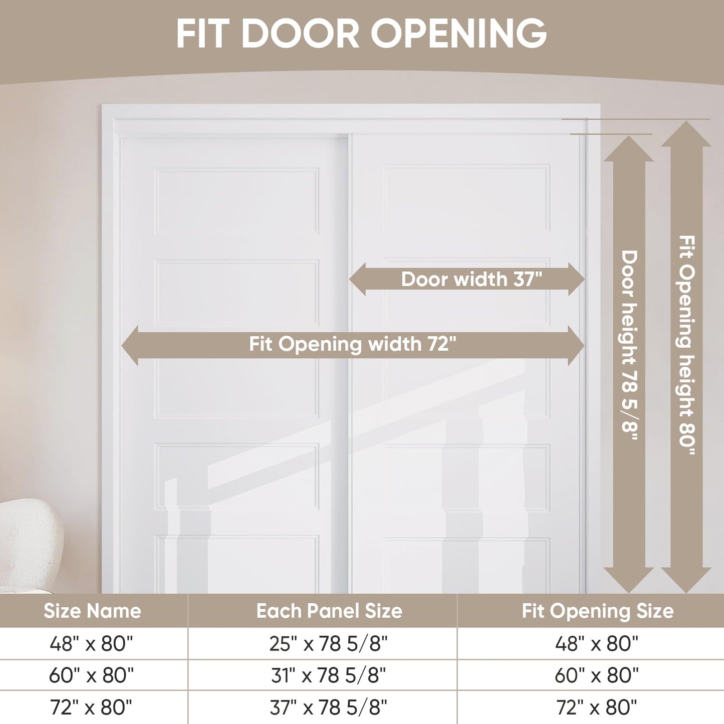 BARNSMITH 72x80 in 5-Panel Bypass Sliding Closet Door, Steel Frame White Primed Bypass Door with Top & Bottom Track Hardware Kits, Paintable and Lightweight