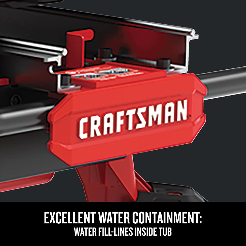CRAFTSMAN V20 Tile Cutter, Wet Tile Saw, Compact Sliding Cart, 7 inch, Cordless, Battery and Charger (CMCS4000M1)