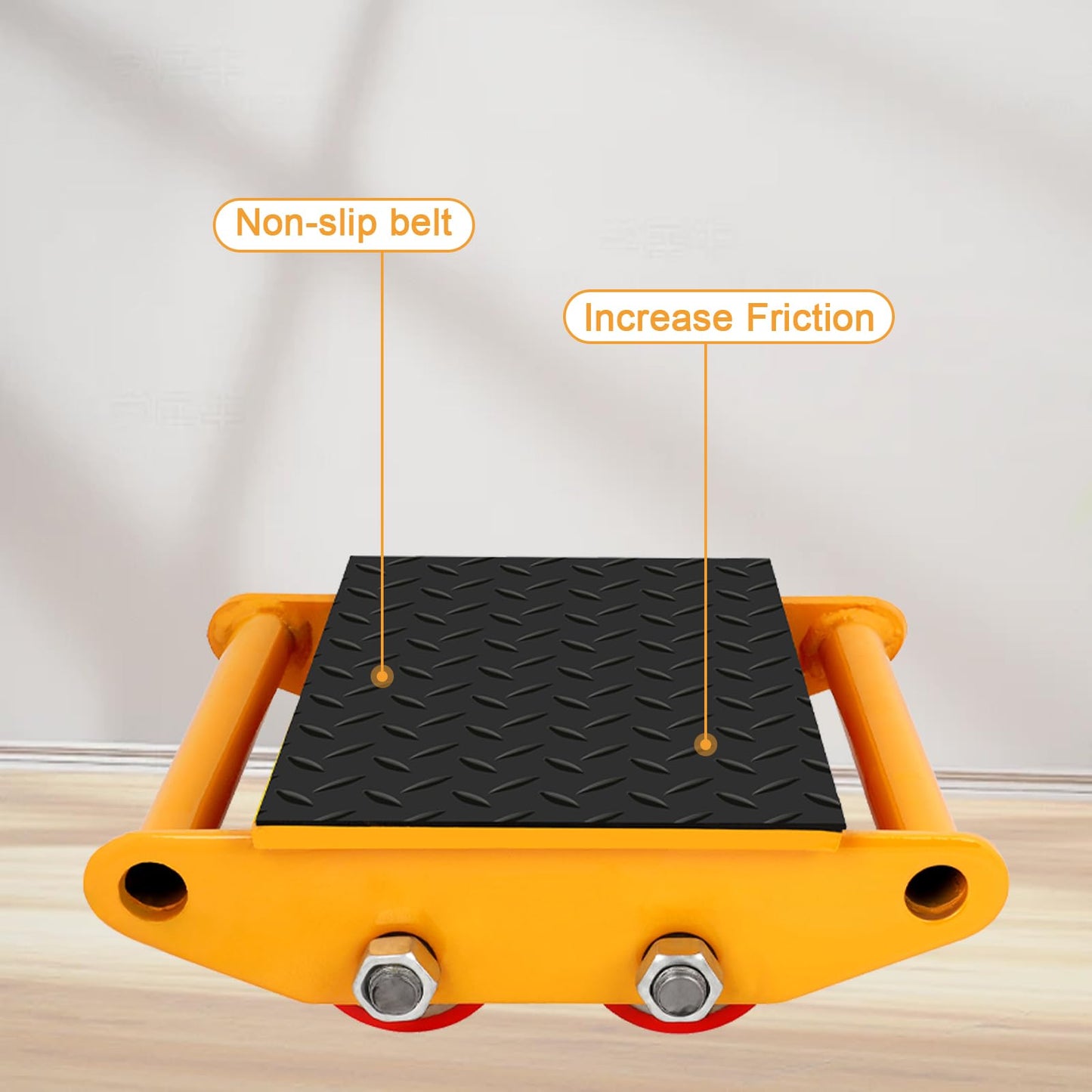 Machinery Mover 6T 13200LB Capacity Machinery Skate 4 Wheels Dolly Skate Roller with Non Slip Cap for Warehouse Workshop Factory, Yellow