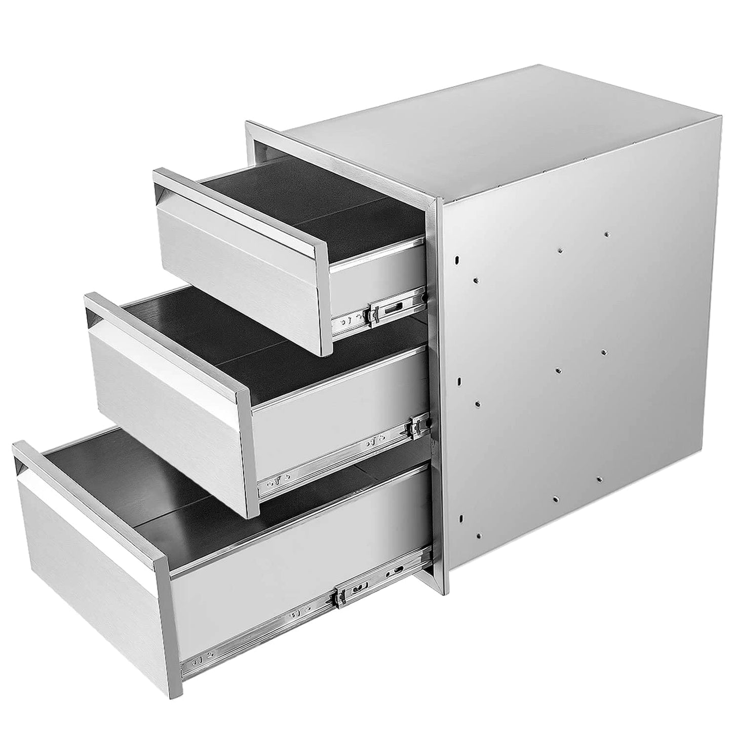 Outdoor Kitchen Drawers 14" W x 21" H x 23" D Triple BBQ Drawers Stainless Steel Built-in Drawer for Patio Grill Station or Outdoor Kitchen Island