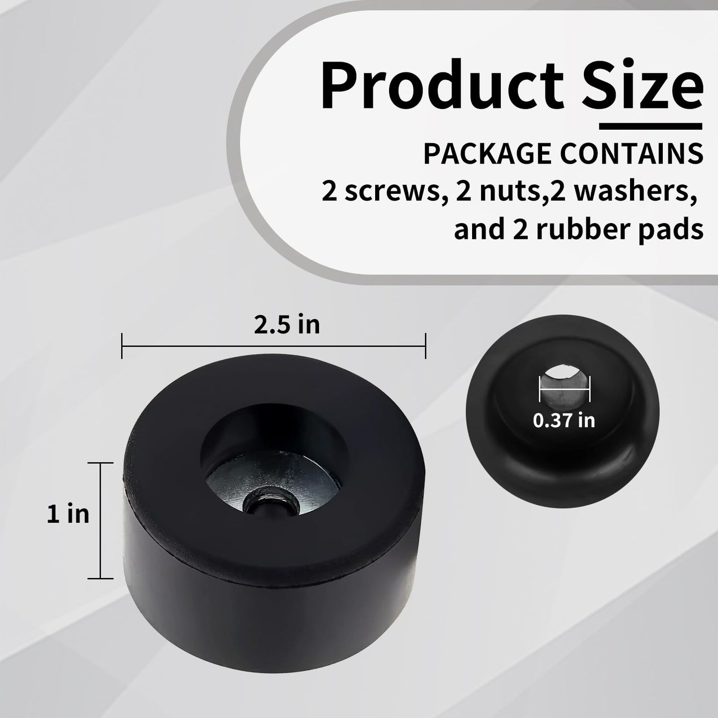 2-Pack Heavy Duty Anti Vibration Rubber Foot for Generators, Pressure Washers, Compressors, Air Compressors, Trailers, Generator Rubber Foot Pads, Thick 1 x 2.5 Inch
