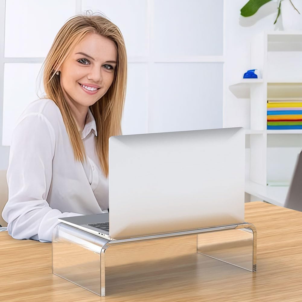 Generic Acrylic Monitor Stand Clear Monitor Riser Desk Laptop Stand Riser Laptop/PC/Multimedia Monitor Stand for Home