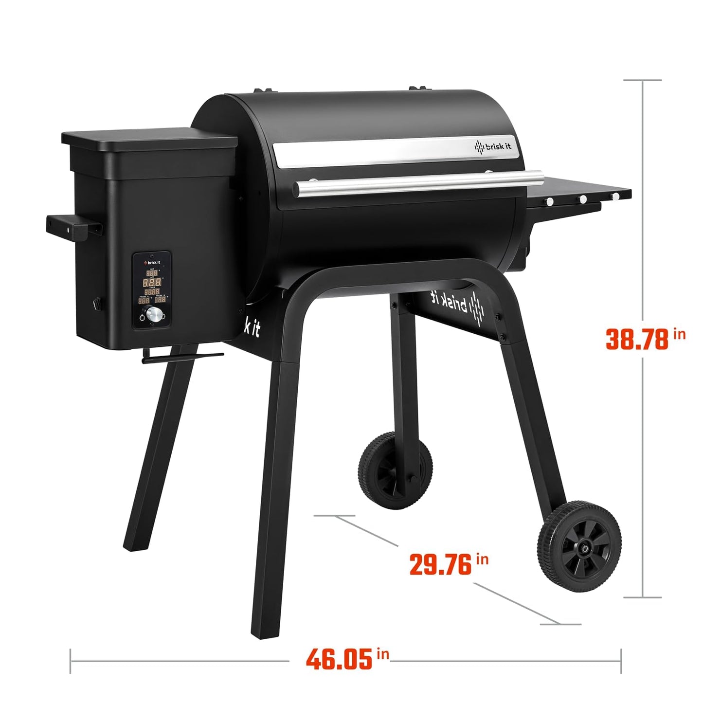 Brisk It Zelos-450 WiFi A.I. Electric Wood Pellet Smoker Grill - Smart Grill With Waterproof Cover– 450 sq.in Cooking Area,7-in-1 Outdoor Grill & Smoker, PID Controller (Up to 500°F), Meat Probe