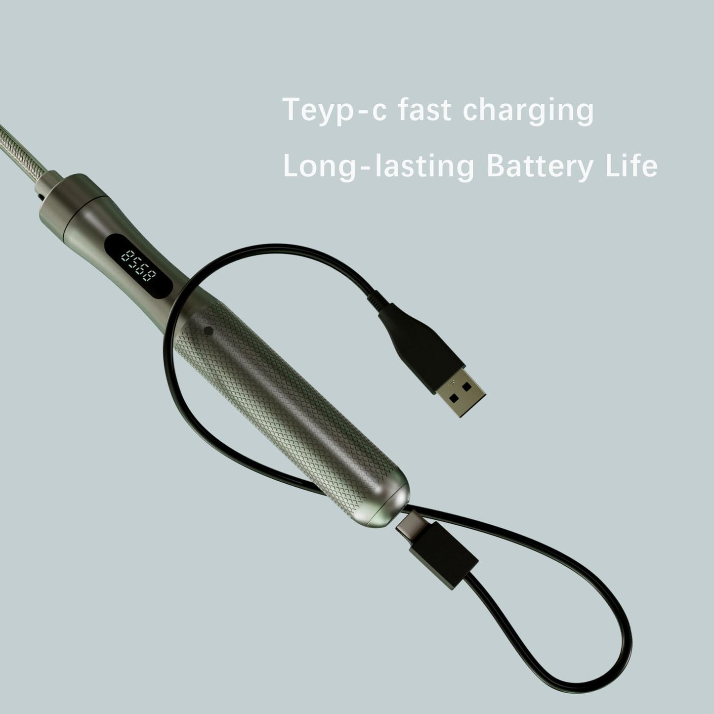 MOGOLD Counting Jump Rope, Gray Aluminum Alloy Handle with PVC Cable, 118 Inch Length, Fast Charging, Ergonomic Design, for Cardio Training (Silver)