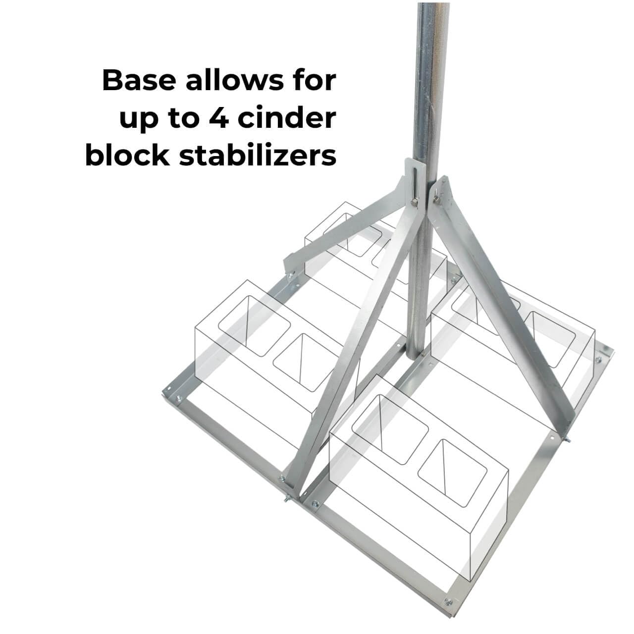 Bolton Technical Non-Penetrating Adjustable Roof Tripod Sled Mount/Heavy Duty/Adjustable Pole Length / 9 Degree tilt / 36 Inch Pole Extension/Waterproof