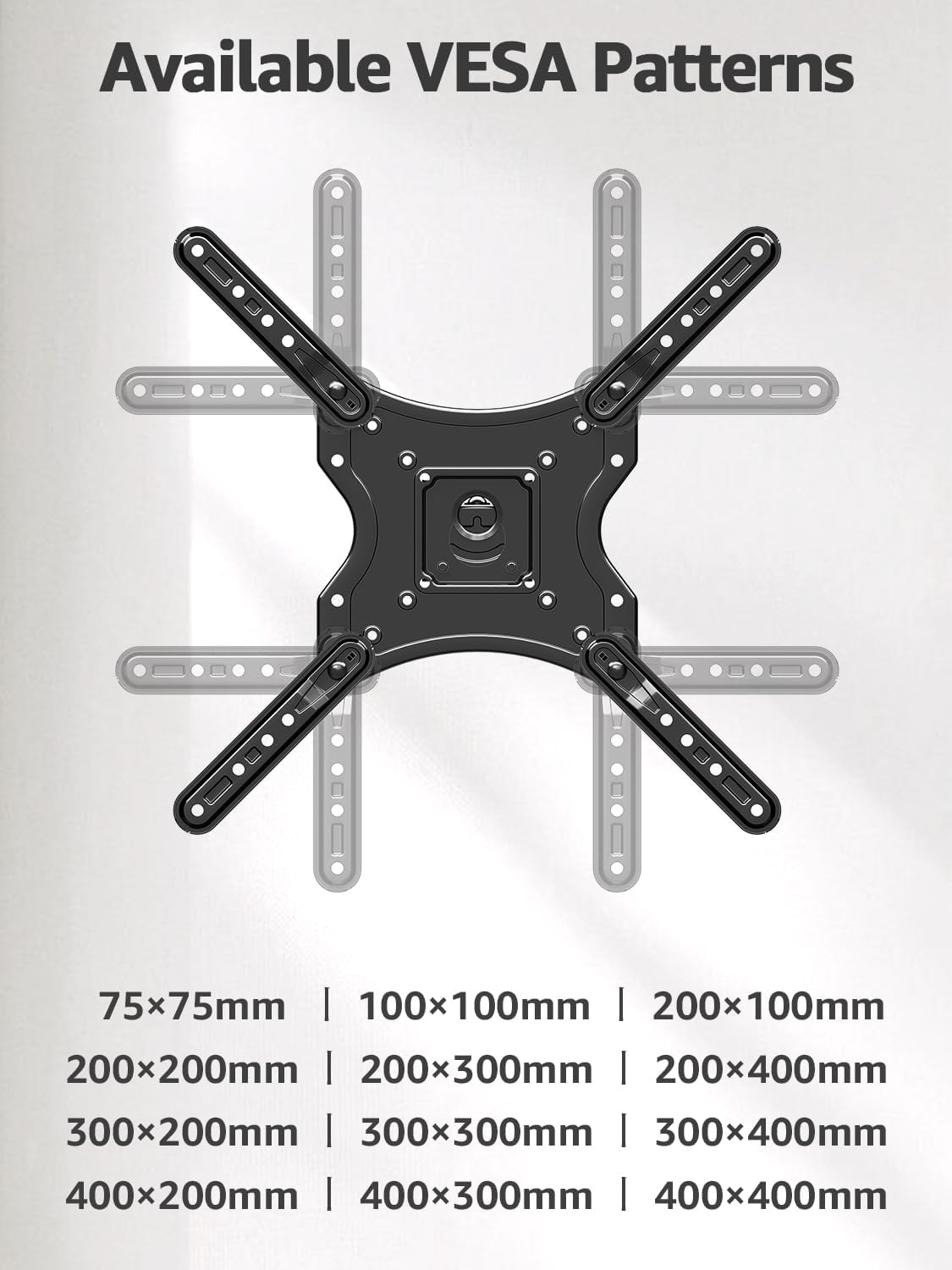 Mountory 26-60 Inch 400x400, 77 lbs. Full Motion TV Wall Mount for Most TVs, Articulating Arms Swivel and Tilt tv