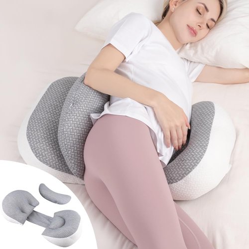Chilling Home Pregnancy Pillow - Maternity Support for Back, Belly & Waist | Portable Grey Design