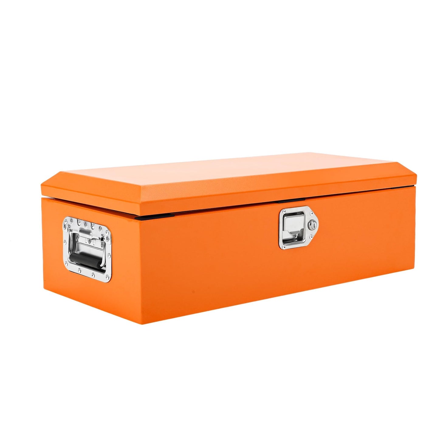 Powder-Coated Black Steel Truck Bed Tool Box - Heavy Duty Diamond Plate Storage Chest with Side Handles & Lock - Durable Metal Toolbox for Pickup, Trailer, RV, Mechanic Workshop - 20×12×9.6 in, Orange