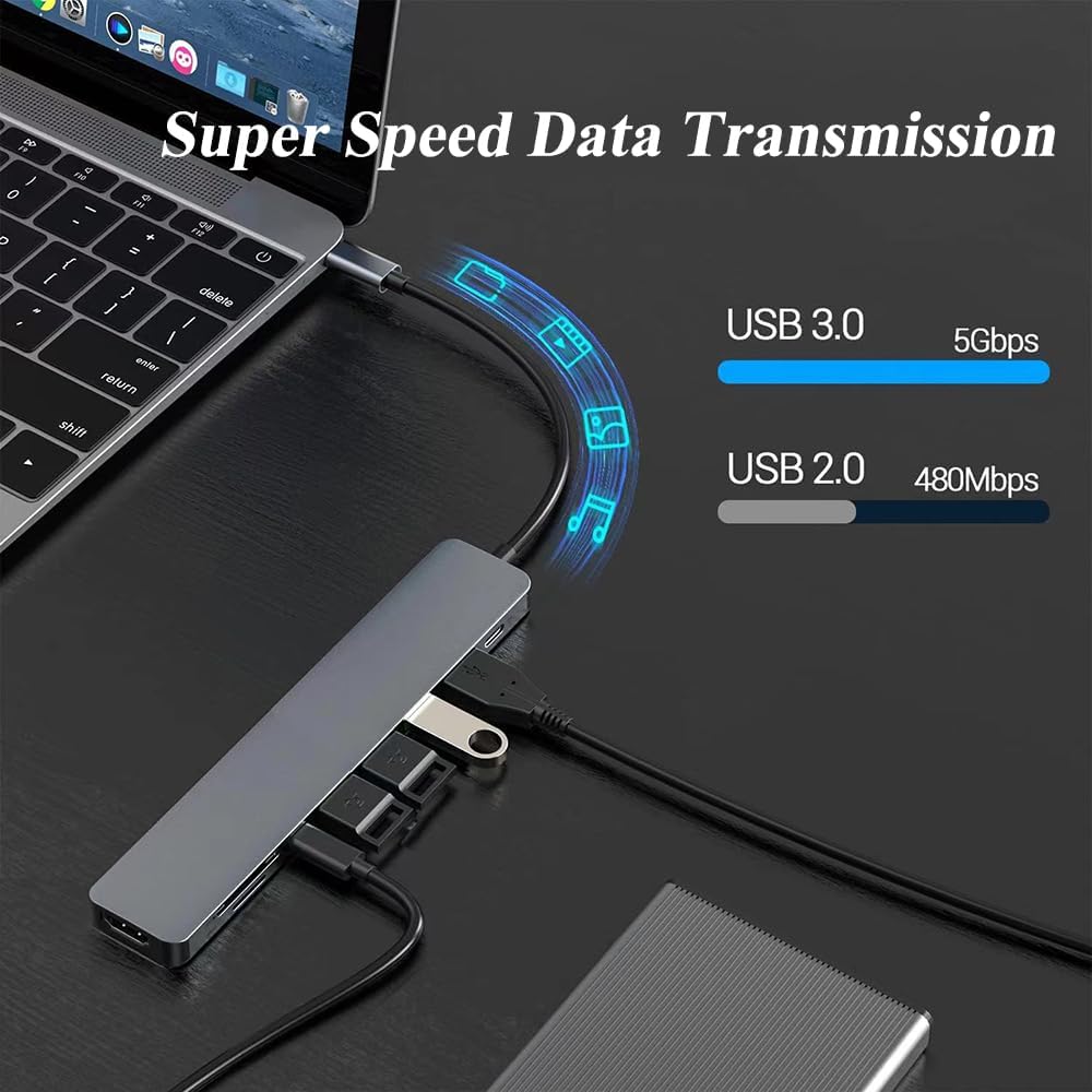 MVBOONE 9 1 4K 100W 3.0 in USB C Hub, Multiport USB C Adapter with HDMI, PD Charging, USB Port, SD/TF Card Reader, USB