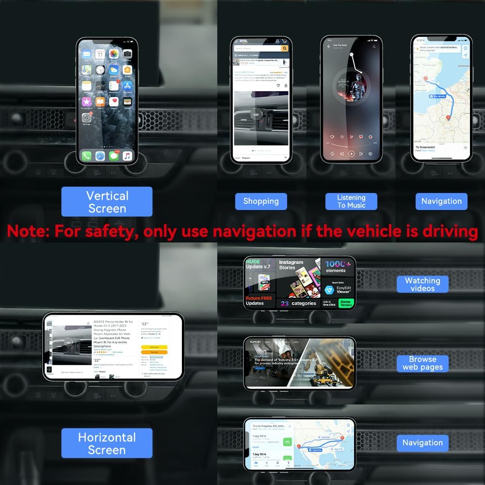 BEERTE 2022-2026 [20 17 16 15 14 13 fits for Magsafe Car Mount for Honda Civic Strong Magnets] Magnetic Phone Holder