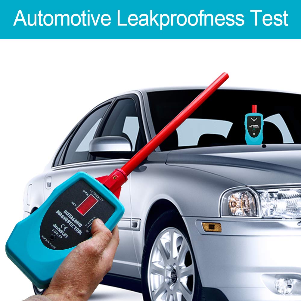 allsun Ultrasonic Leak Detector Diagnostic Stethoscope 36-44kHz Air/Contact Probe,Kit w/Rotary Volume,Tone Generator,Find Vacuum Gas Seal Faults,Auto& Industrial Leak Detection Tool