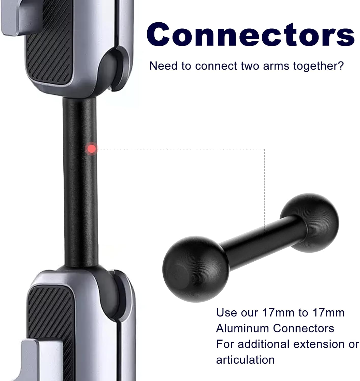 Qulkws 17mm 70mm Ball Adapter Balls Mounts Double Ball Extender for GPS Cell Phone Action Camera on Motocycle Vehicles