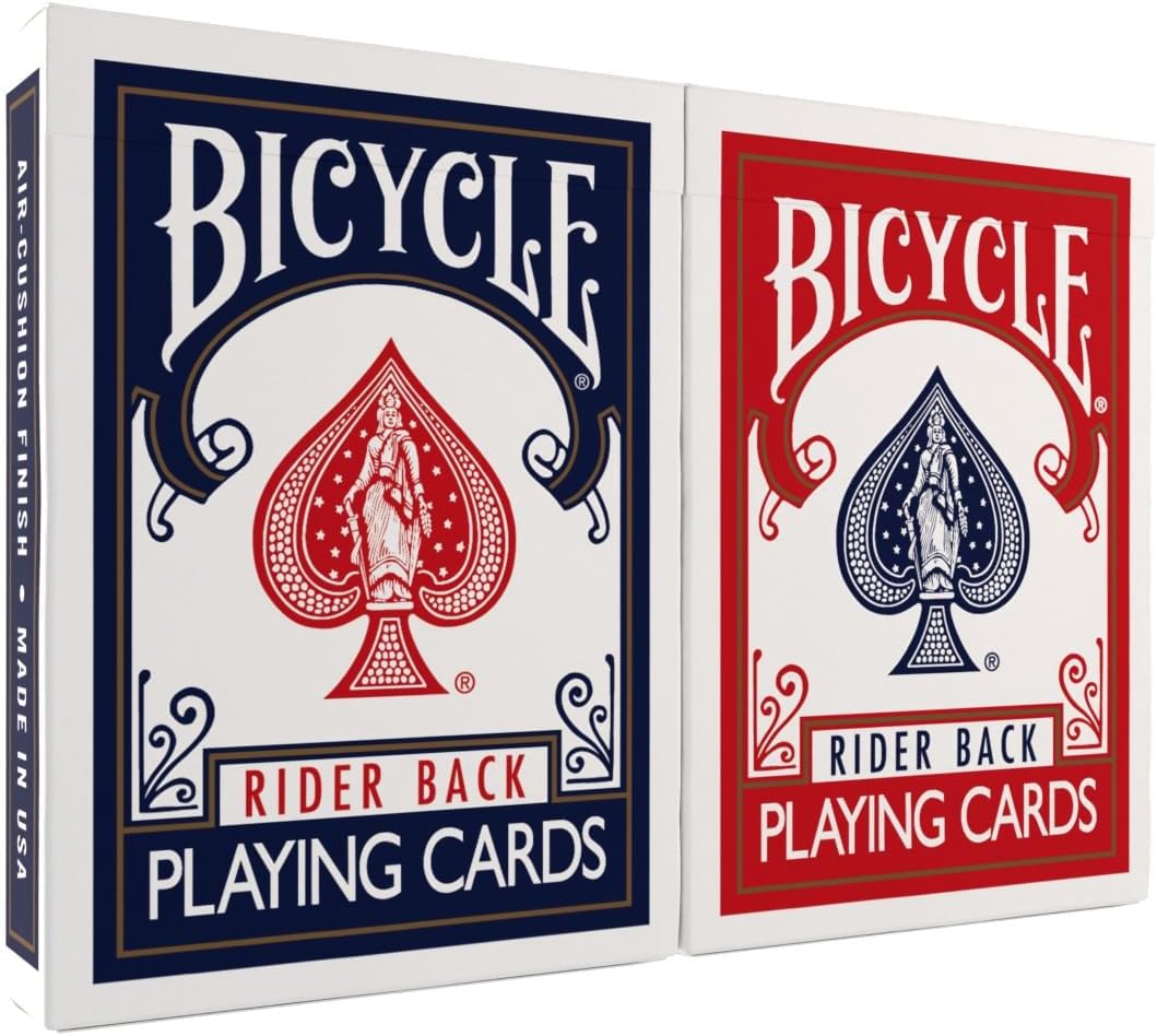 Rider Bicycle Playing Cards - Standard Poker Size Deck, Red & Blue (2 Pack) | Classic Fun for All Ages
