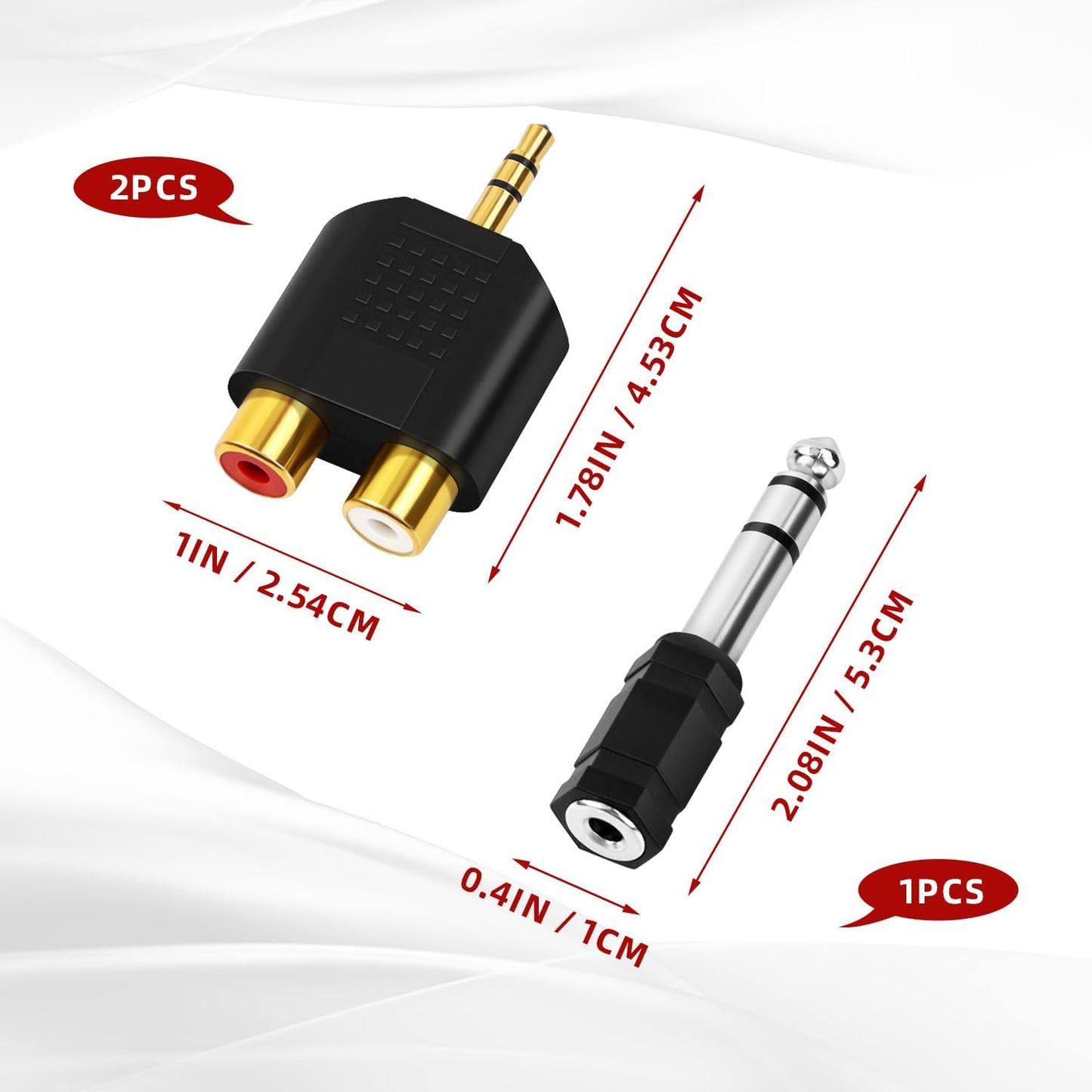 SolidSS 2 Pack 3.5mm 1 Gold Plated Stereo to Audio Splitter,Stereo Male and Accessory,Dual RCA Female Audio Branch