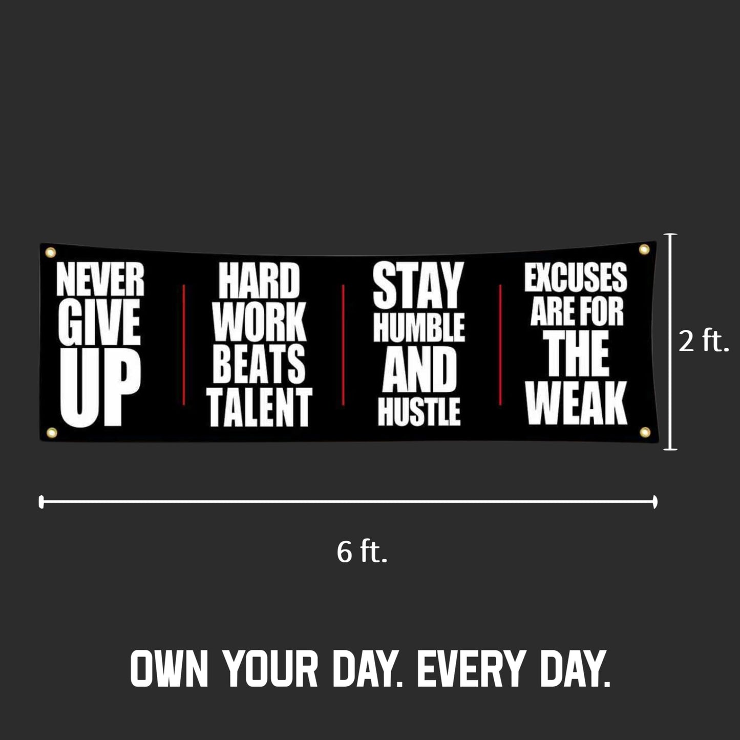 "NEVER GIVE UP" Motivational Gym Banner - Fitness Wall Art for Home Gym & Office - Workout Encouragement Tapestry with Inspirational Quote for Exercise Room and Dorm Decor