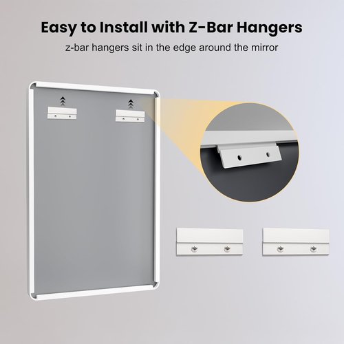 LOAAO Bathroom Mirror - 55x30 Inch White Metal Framed Vanity Mirror | Large Rounded Rectangle, Anti-Rust, Tempered Glass