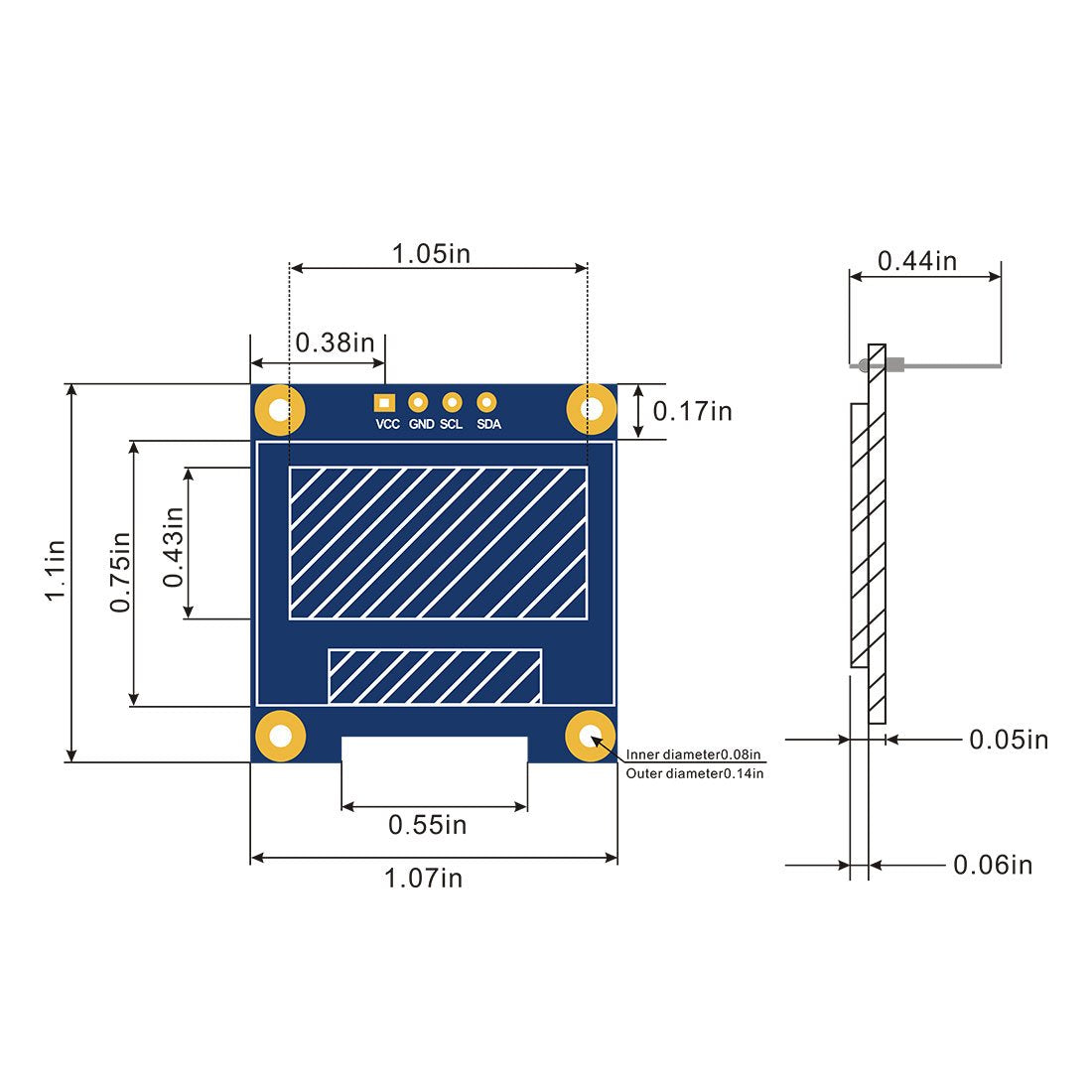 0.96 inch i2c 0.96" 12864 /3.3V-5V 128 64 51 Msp420 Stim32 Dorhea OLED Display Module IIC Serial LCD Screen LED Module