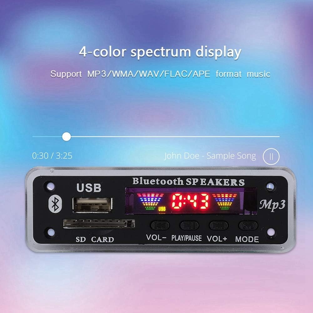 ASHATA MP3 5V/12V 5.0 MP3/WMA/WAV/FLAC/APE, Audio Decoder Board, DC Bluetooth Audio Decoder Module Support Colors