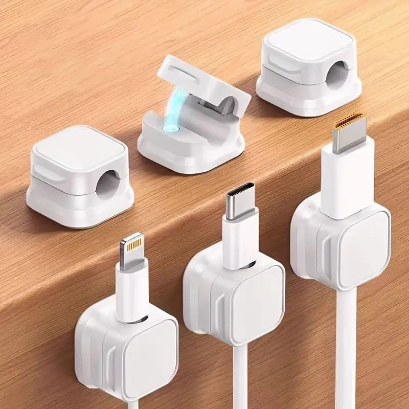 Generic 6pcs Magnetic Cord Organizer Holders with Built-in Phone Charging - Desktop Cable Management System