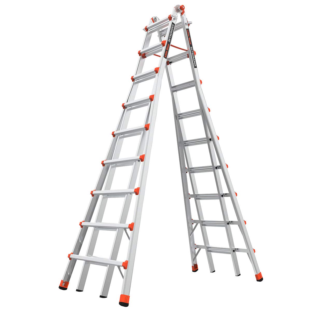 Little Giant Ladders Skyscraper M17, Adjustable Step Ladder, 9–17 Ft, Aluminum, 300 lb Load Capacity, Type 1A Extra Heavy Duty, 20.7-Ft Reach (10110)