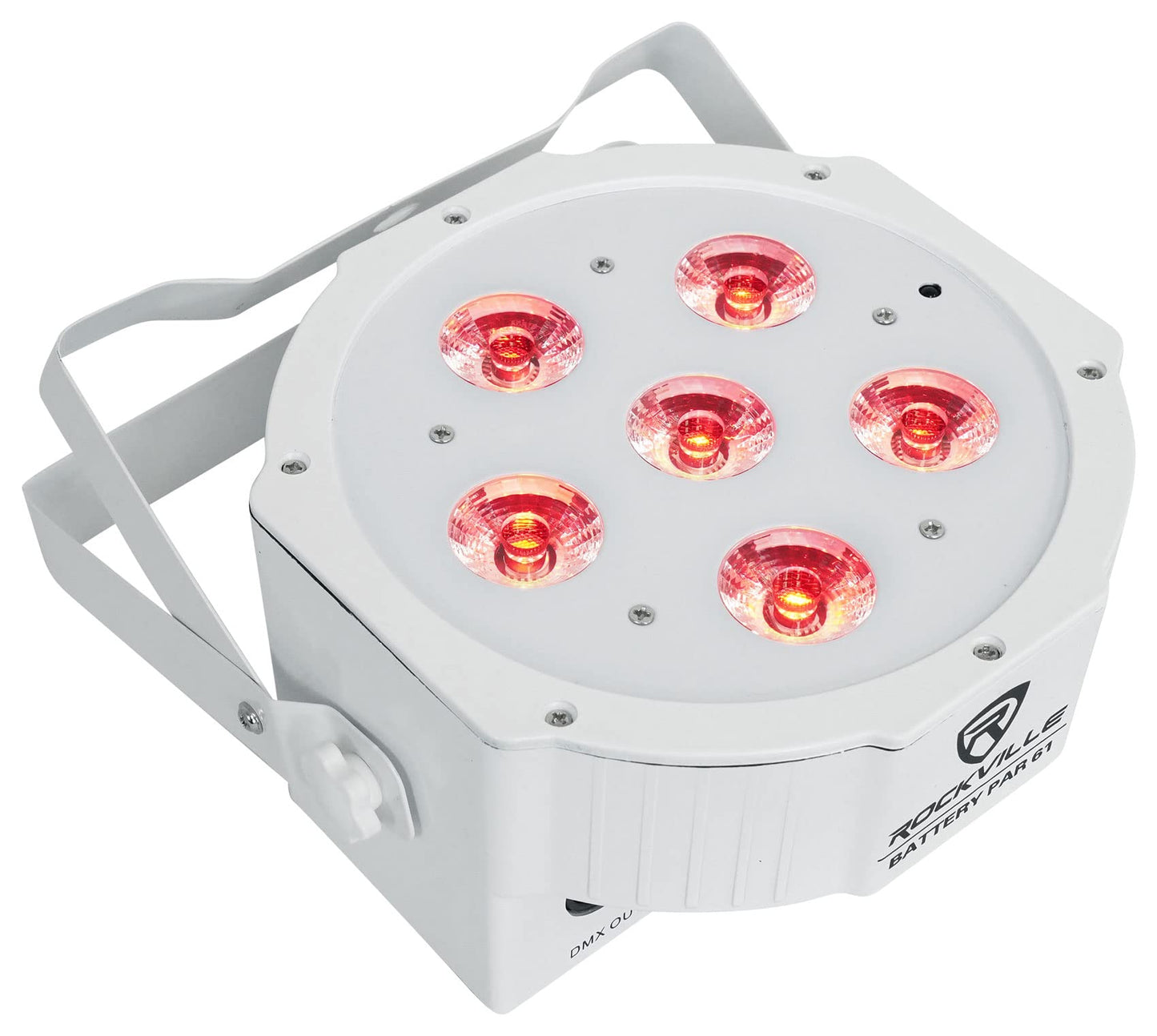 Rockville Battery Par Pack 61 8 RGBWA+UV Battery-Powered Par Lights with Charging Flight Case, DMX & IR Remote, 15-Hour Battery, Master/Slave Mode, Strobe & Sound Activation for Events & DJ (White)