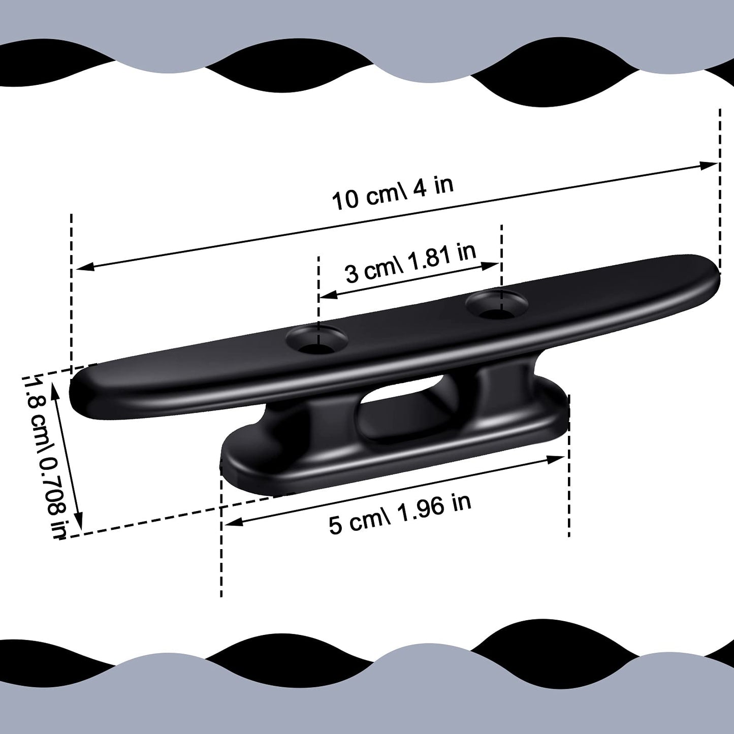 Hestya 8 Pieces Black Boat Cleats 4 Inch Nylon Kayak Dock Cleat Black Rope Cleat for Rope, Kayak, Mooring, Canoe, Tie Down, Maritime Decor