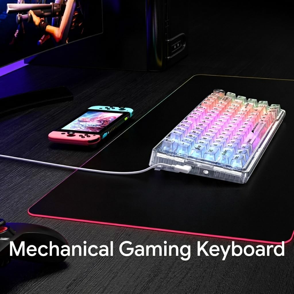 RisoPhy Keyboards,81-Key 80% Mechanical Gaming Keyboard, Tri-Mode Bluetooth/Wireless/Wired, RGB Backlit Fully