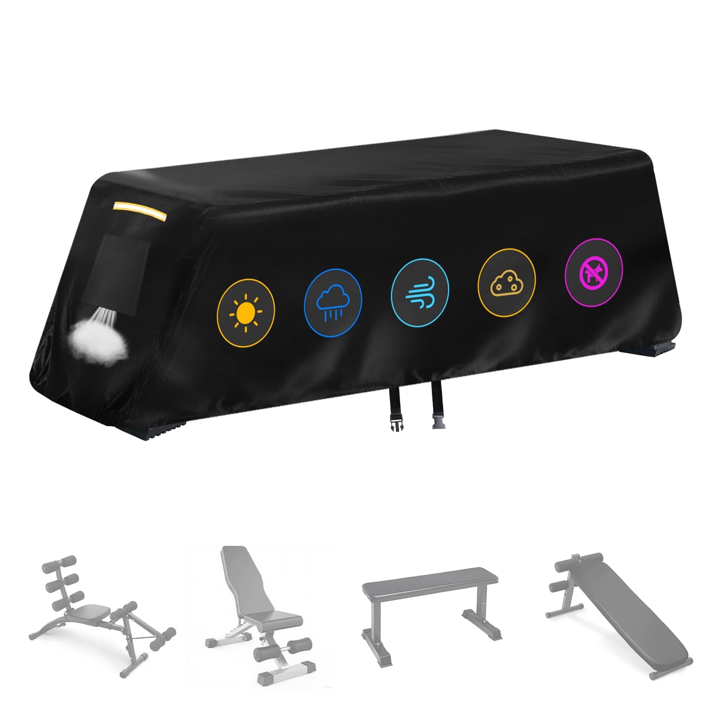 Weight Bench Cover, Heavy Duty 420D Oxford Exercise Workout Bench Cover Waterproof Outdoor，Home Gym All-weather Protective Covers Fit for Sit-up Board Flat Lifting Benches and Fitness Equipment Indoor