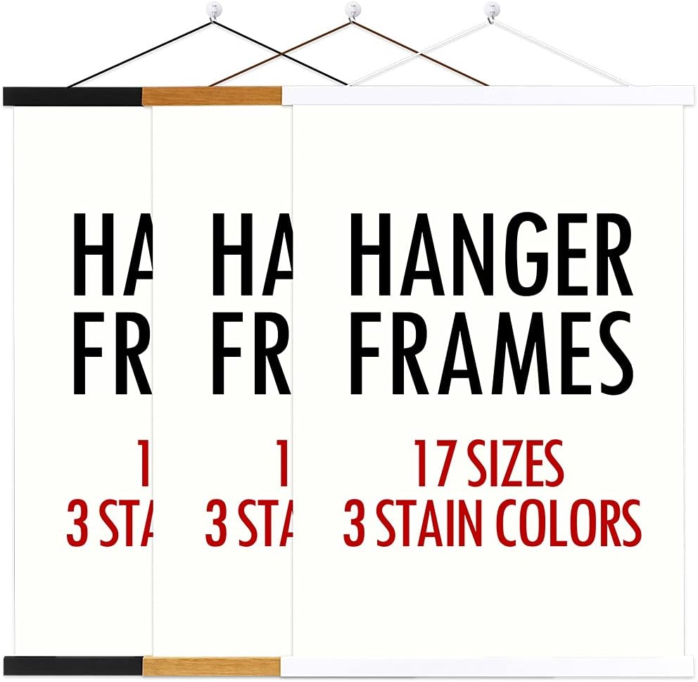 Ywlake Magnetic Poster Hanger - Wood Frame for 9x12, 9x14, 9x17 Prints | Easy Wall Display (White, 9")