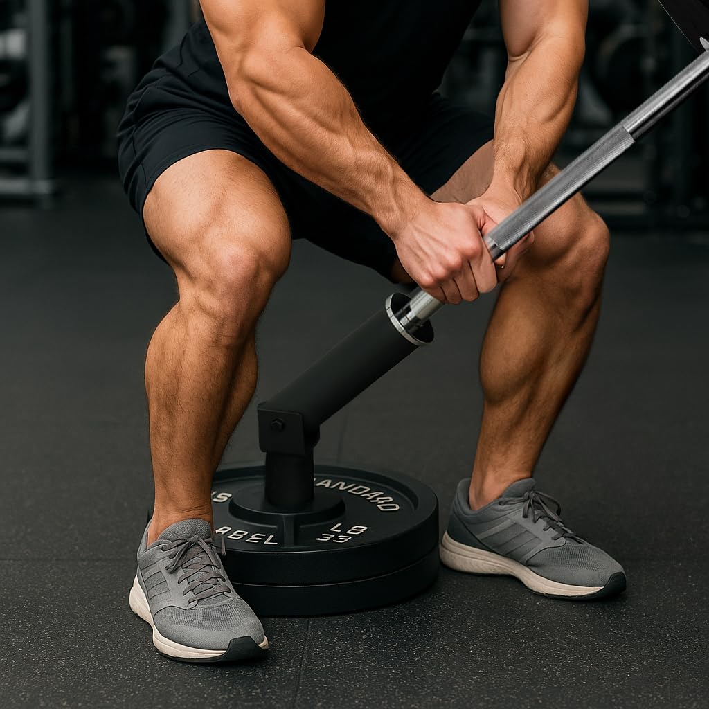 ANOSWXG 2 inch - Landmine Base Gym Equipment - T Bar Row Landmine Attachment For Barbell - Home or Small Spaces - T Bar Row Platform for Deadlift Squat Tricep Exercises (Black-S)
