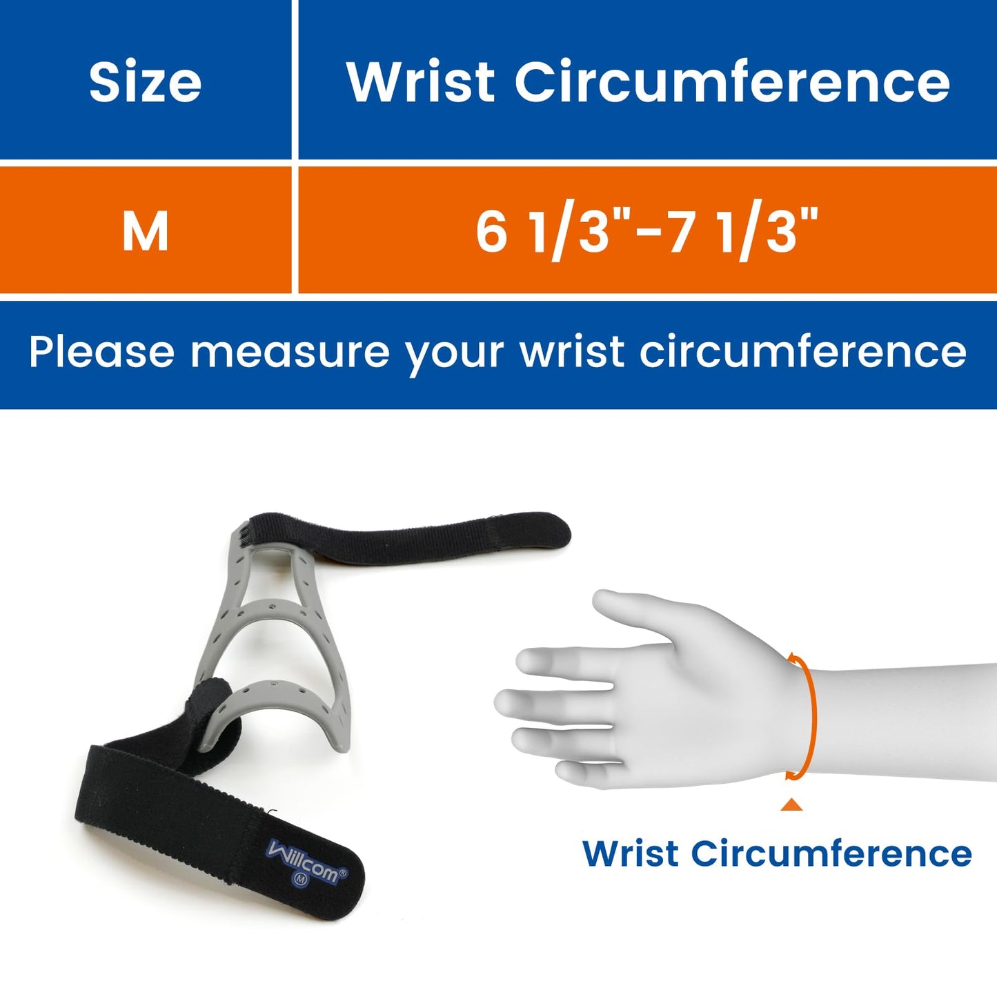 Willcom Silicone Thumb Brace for Arthritis Pain Relief, Semi-rigid Support for De Quervains, Trigger Finger, Women & Men, Right & Left Hands (Medium 6.3-7.3 inch)