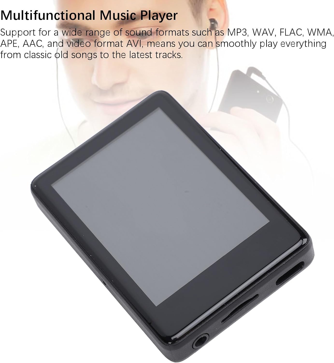 Yoidesu MP3 MP4 2.4in 3.5mm 64GB Player, HD Touch Screen Bluetooth Music Player with Port, Supports Card for Wireless