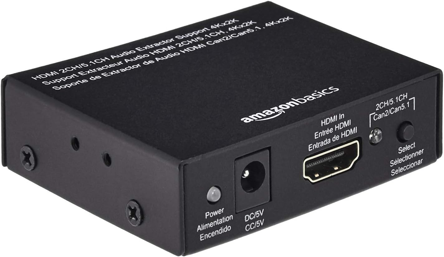 Amazon Basics 4K HDMI to HDMI and Audio Extractor Converter with SPDIF, Stereo Audio Output, Toslink Optical Audio