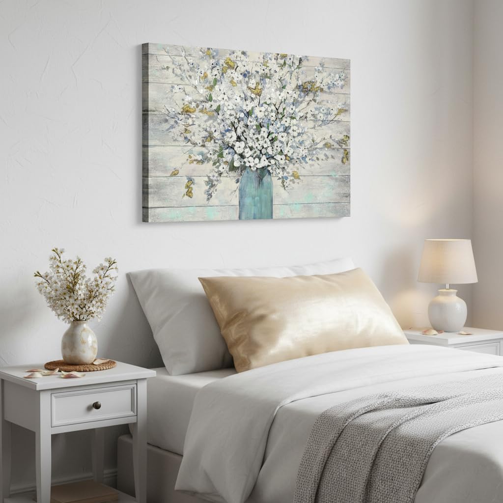 SD SOFT DANCE Abstract Flower Canvas Wall Art - Floral Bouquet in Vase Picture with Gold Foil Accent, Botanical Painting Decor for Living Room Bedroom, Modern Farmhouse Artwork Ready to Hang, 36"x24"