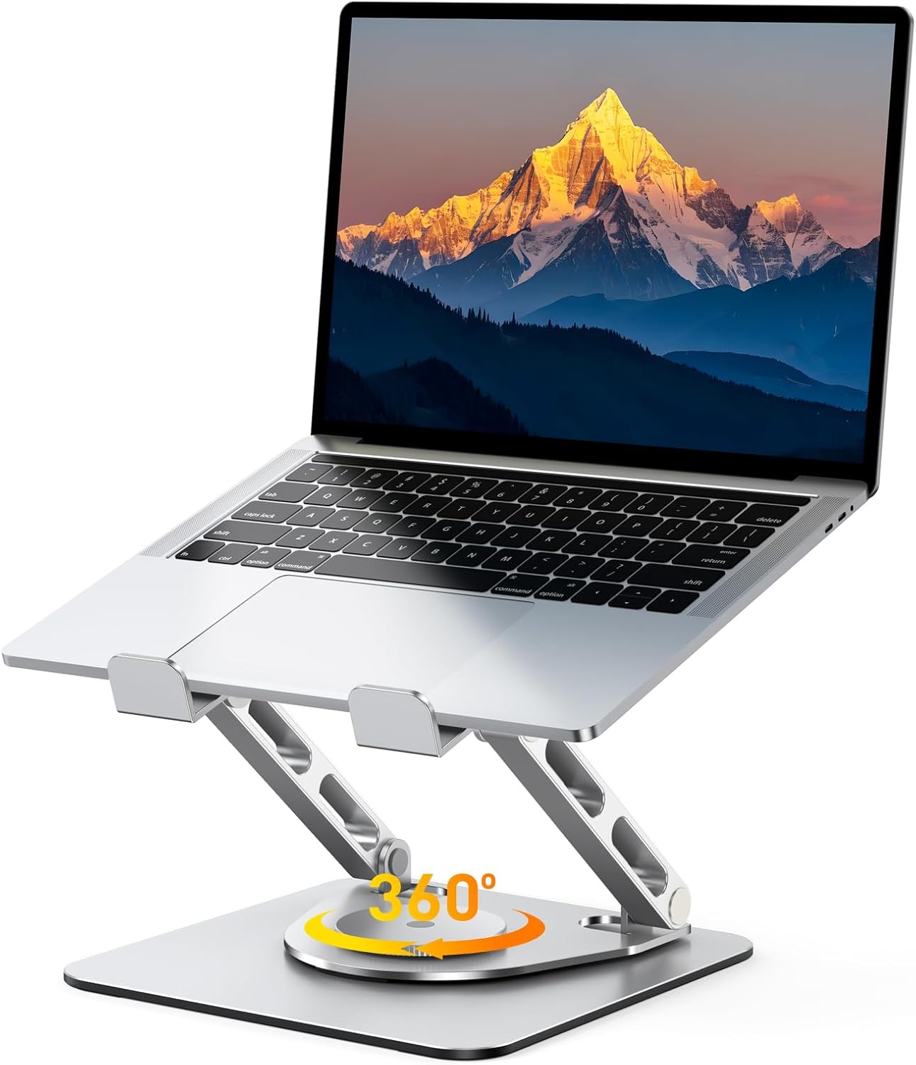 360 (10-16") RIWUCT Rotatable Laptop Stand for Desk Adjustable Height, Ergonomic Laptop Riser Holder with Dual-bar