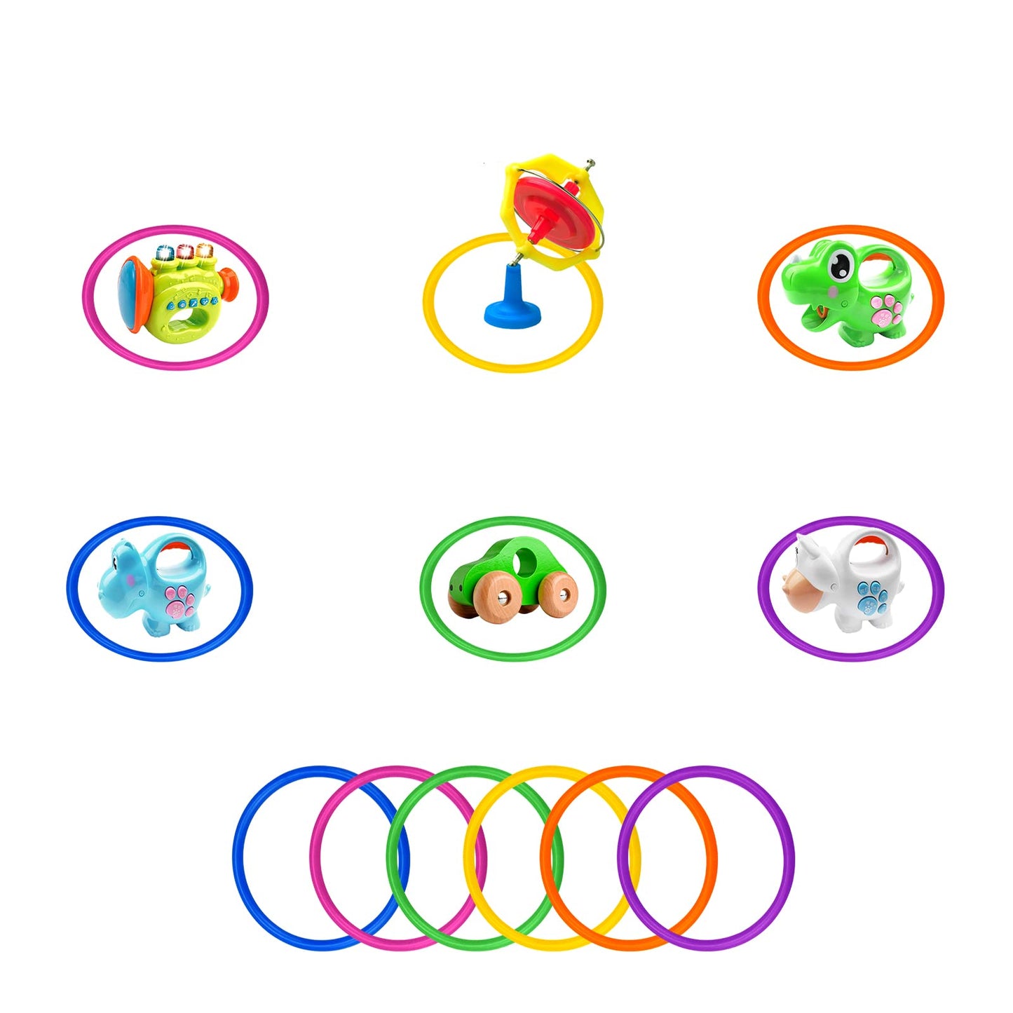 Topbuti 24 Pcs Multicolor Plastic Toss Rings Ring Toss Game Carnival Rings for Speed and Agility Practice Games, Garden Backyard Outdoor Games, Bridal Shower Game, Game Booth （3.1 Inch）