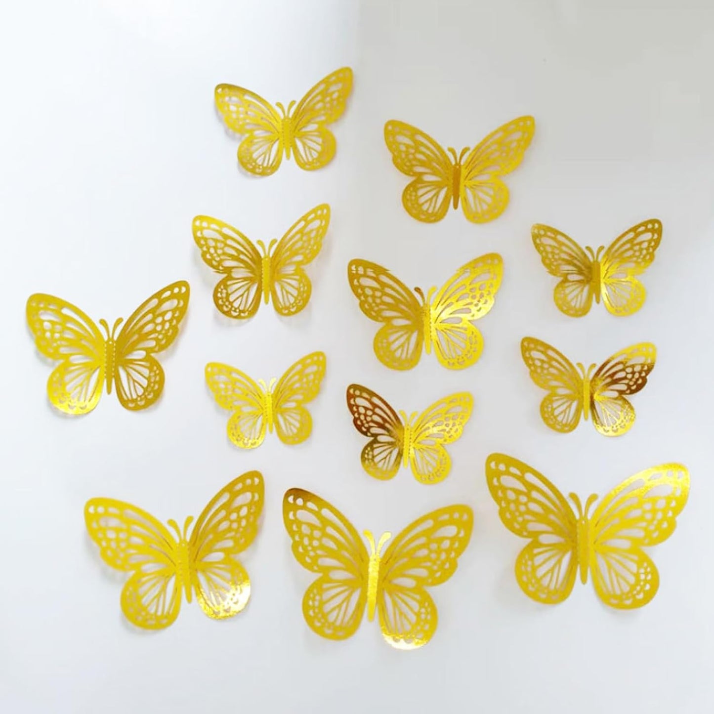 Pymin 3D Butterfly Wall Decor - 12 PCS Gold Butterfly Stickers with Magnets for Party Decorations